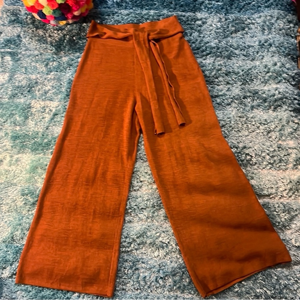 Anthropologie Rust Merino Wool Blend Elastic Waist Pants Small